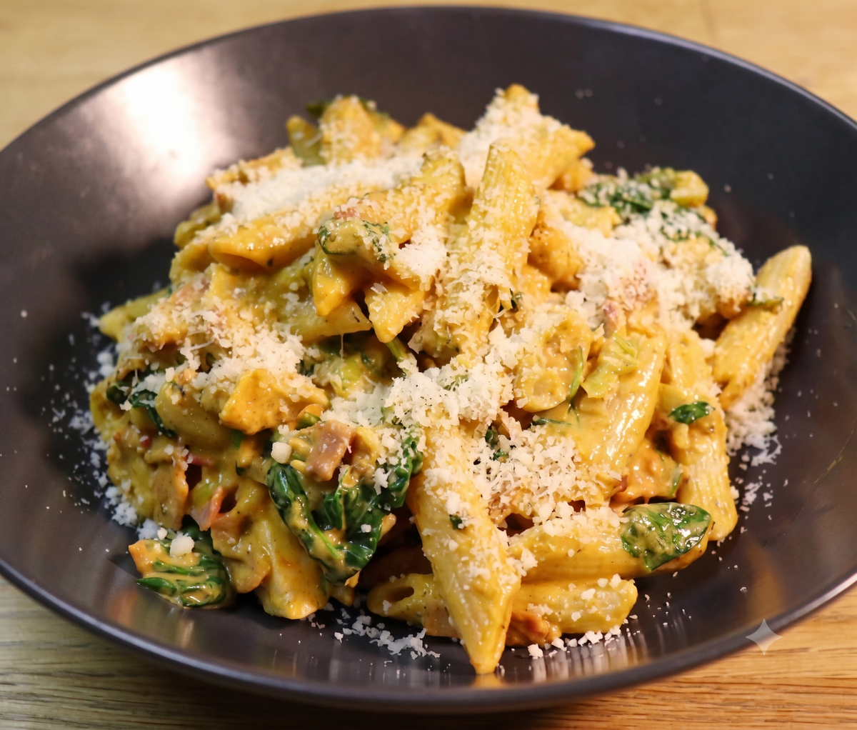 Chicken Sausage And Bacon Pesto Penne