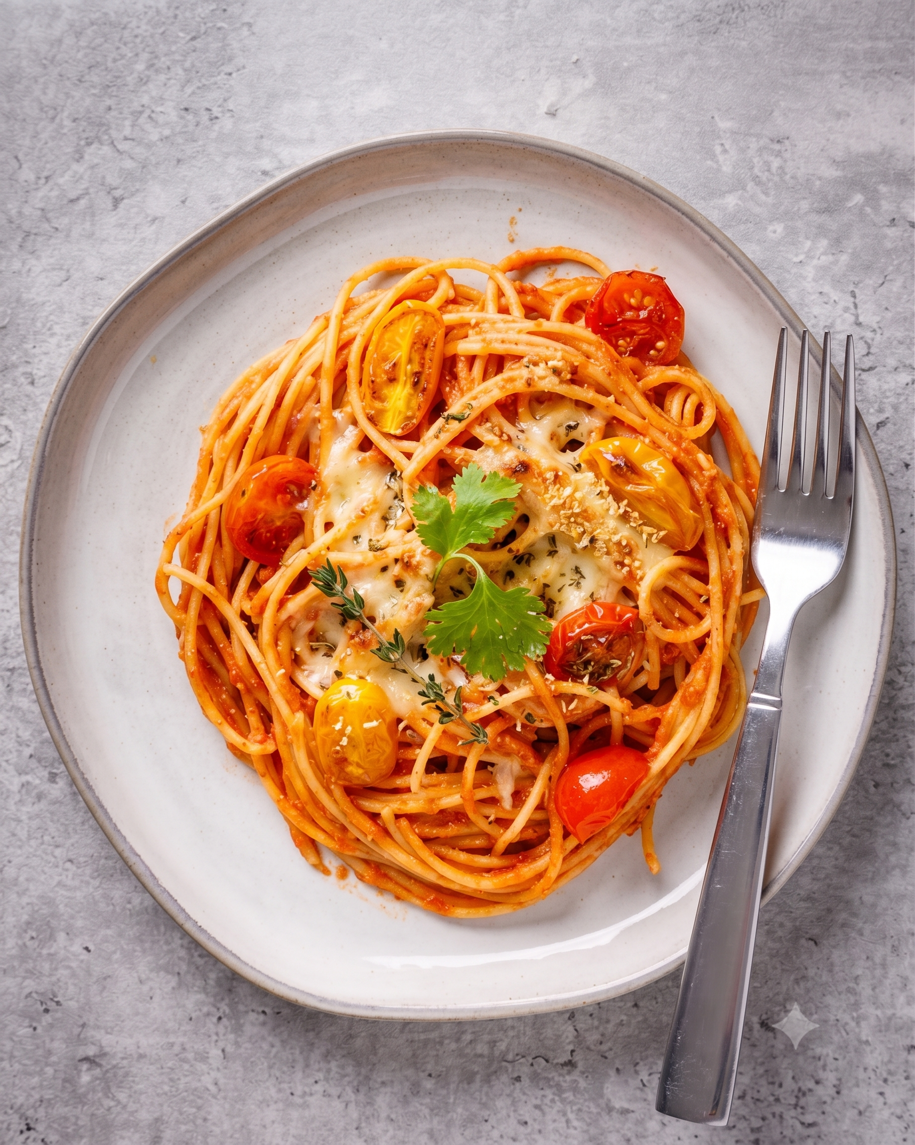 Easy Spaghetti Baked Tomatoes Pasta