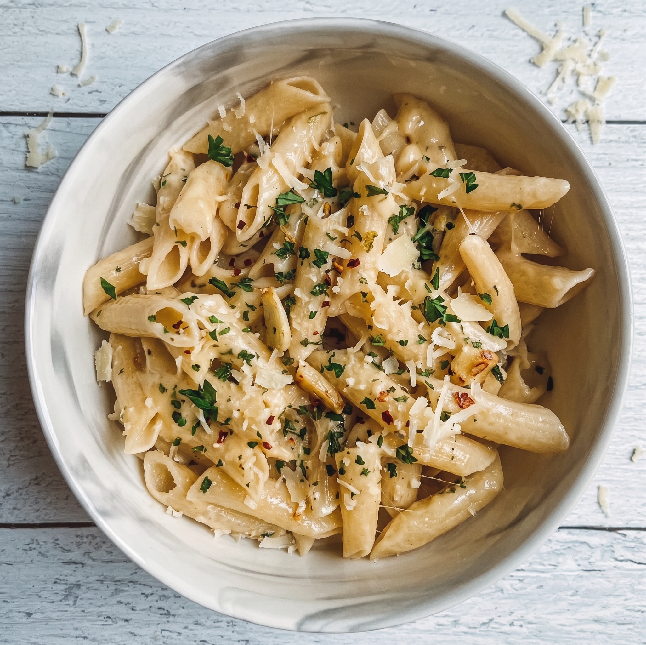 Single-Serve Garlic Parmesan Penne