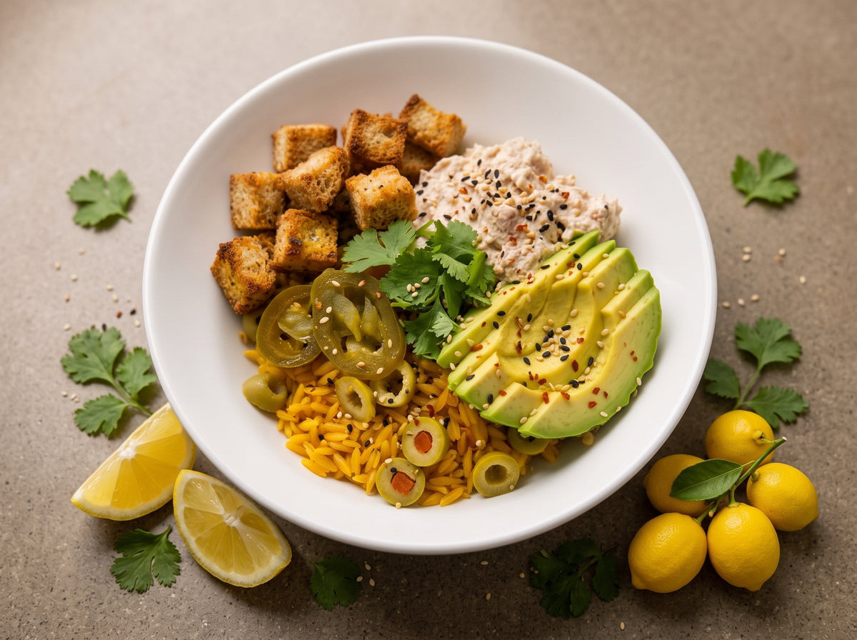 Mediterranean Tuna & Avocado Riced Pasta Bowl