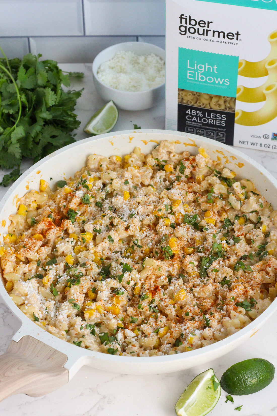 Lightened Up High Protein Street Corn Mac and Cheese
