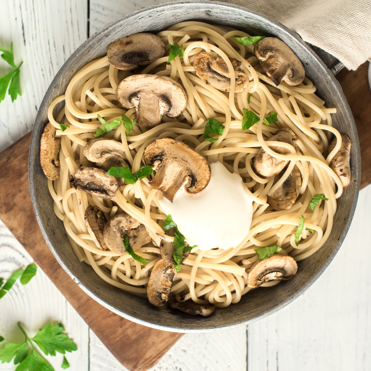 Zesty Chimichurri Pasta with Roasted Mushrooms
