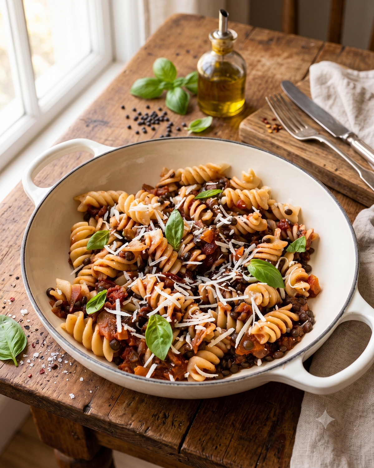 Lentil Bolognese Rotini