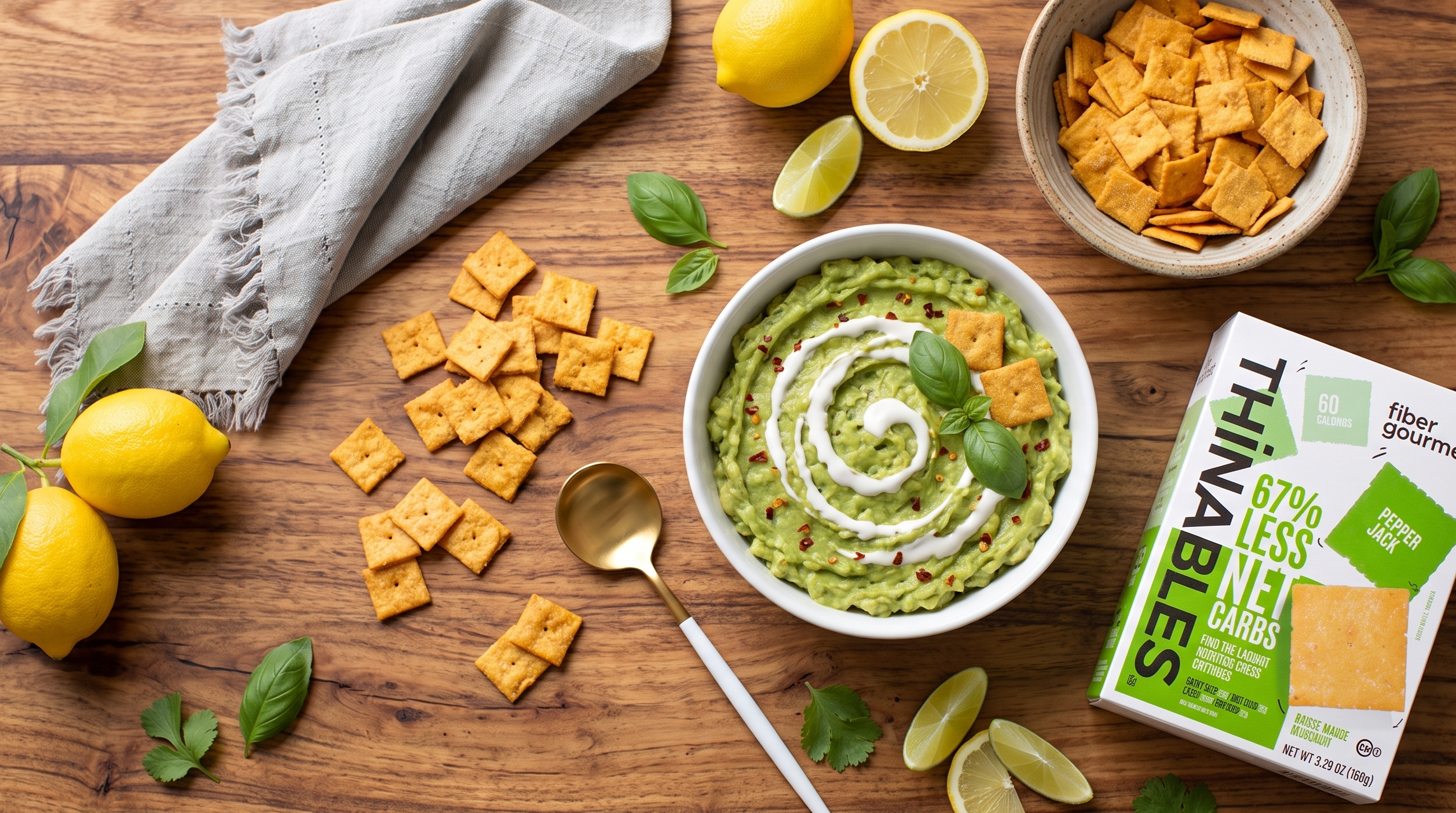 Fresh & Healthy Guacamole with Pepper Jack Thinables