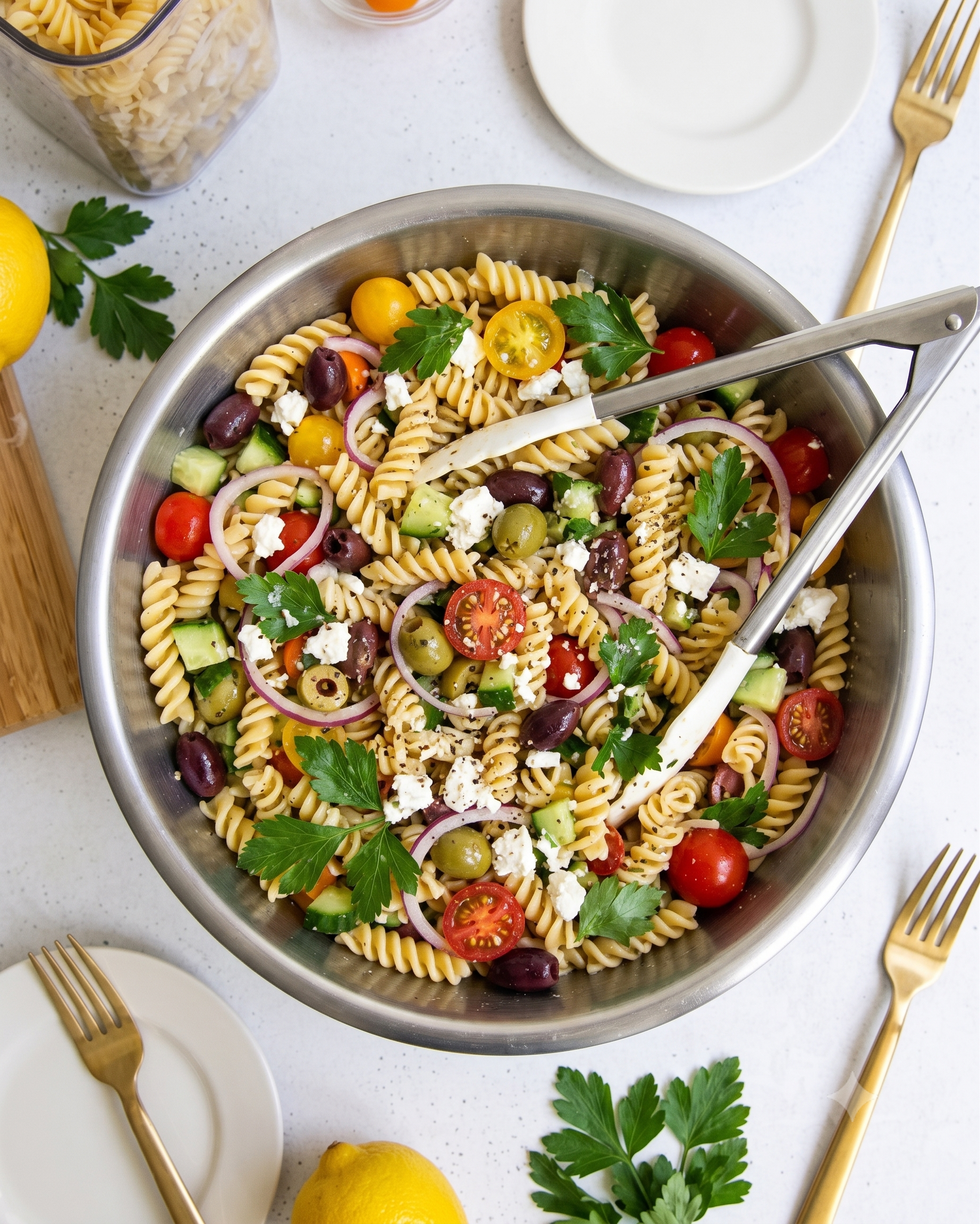 Mediterranean Pasta Salad (Rotini Version)