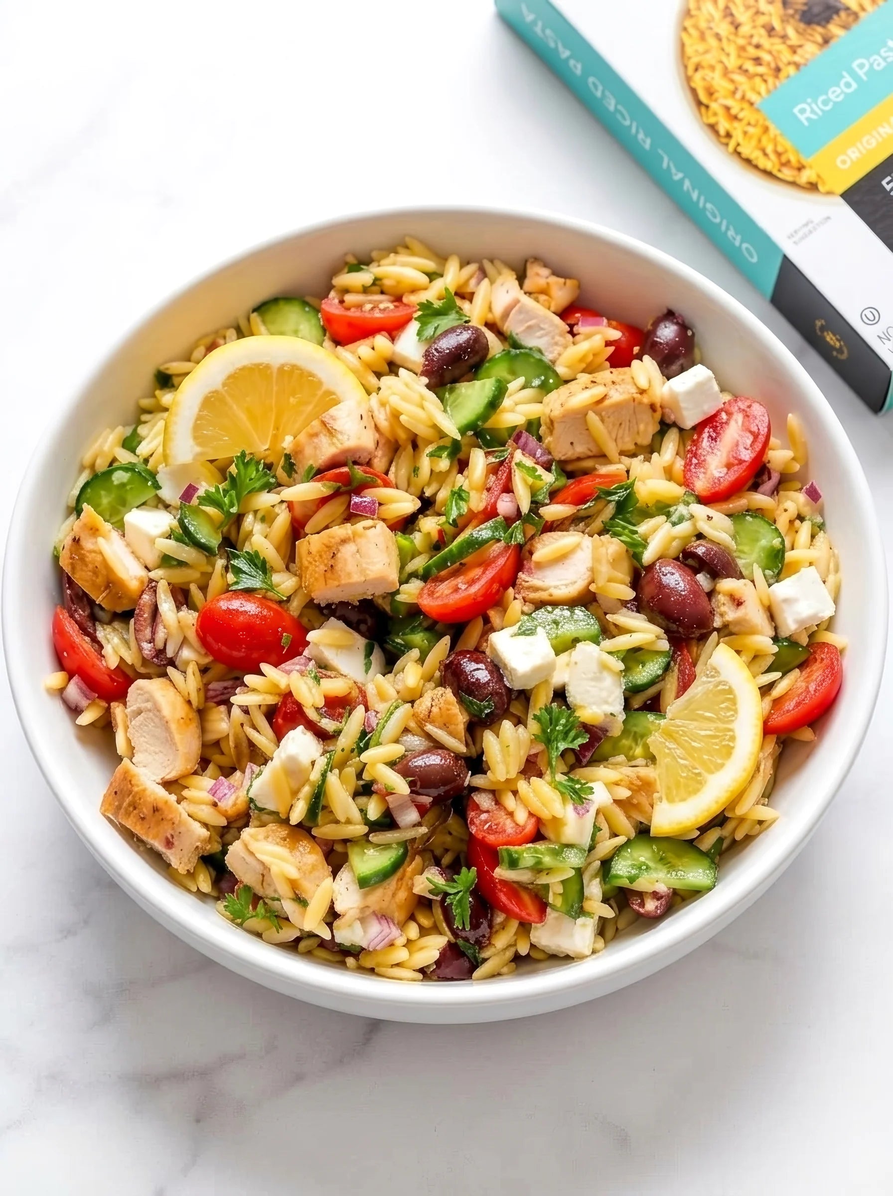 Lemon Greek Chicken Riced Pasta Salad
