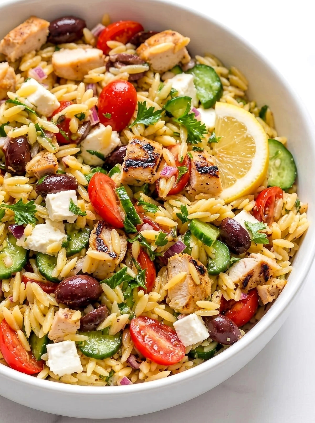 Lemon Greek Chicken Riced Pasta Salad
