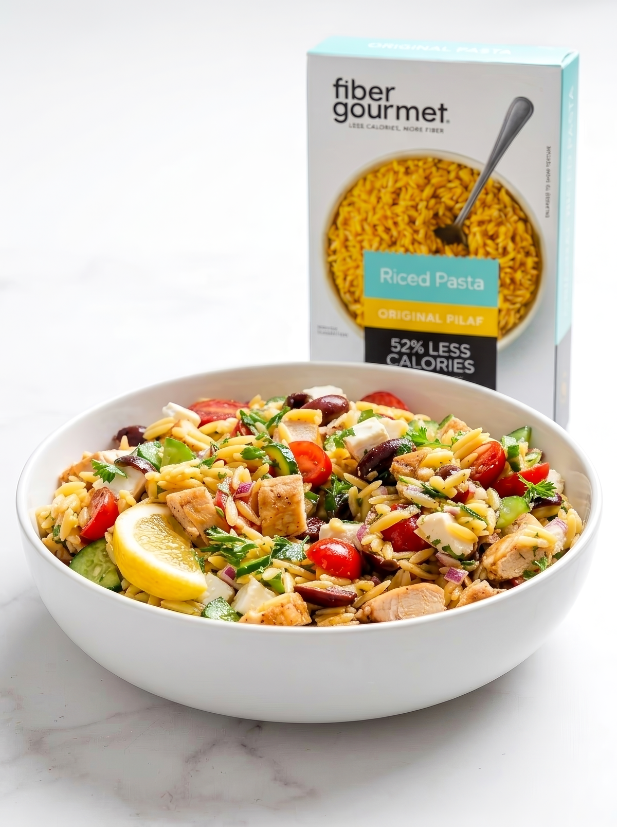 Lemon Greek Chicken Riced Pasta Salad